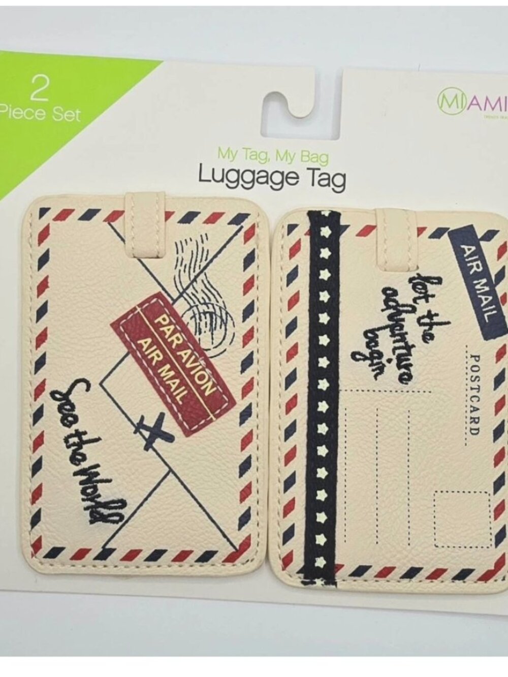 1 Travel Themed Luggage Tags - Airmail Accessories